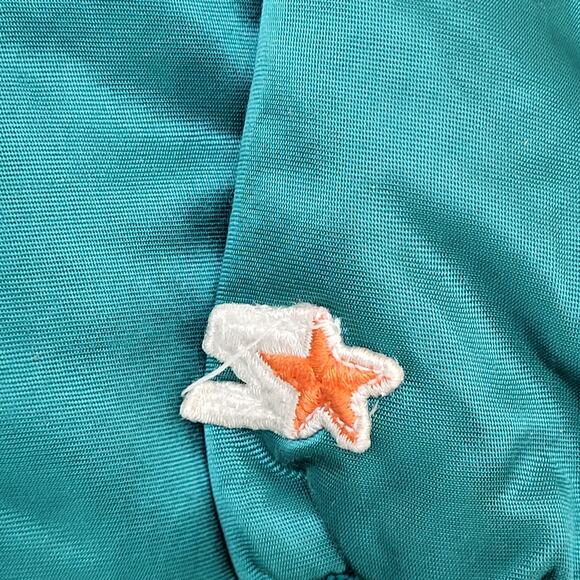 Vintage 90s Miami Dolphins Varsity Jacket Large 24x25 Cropped Baggy Satin - Picture 7 of 14